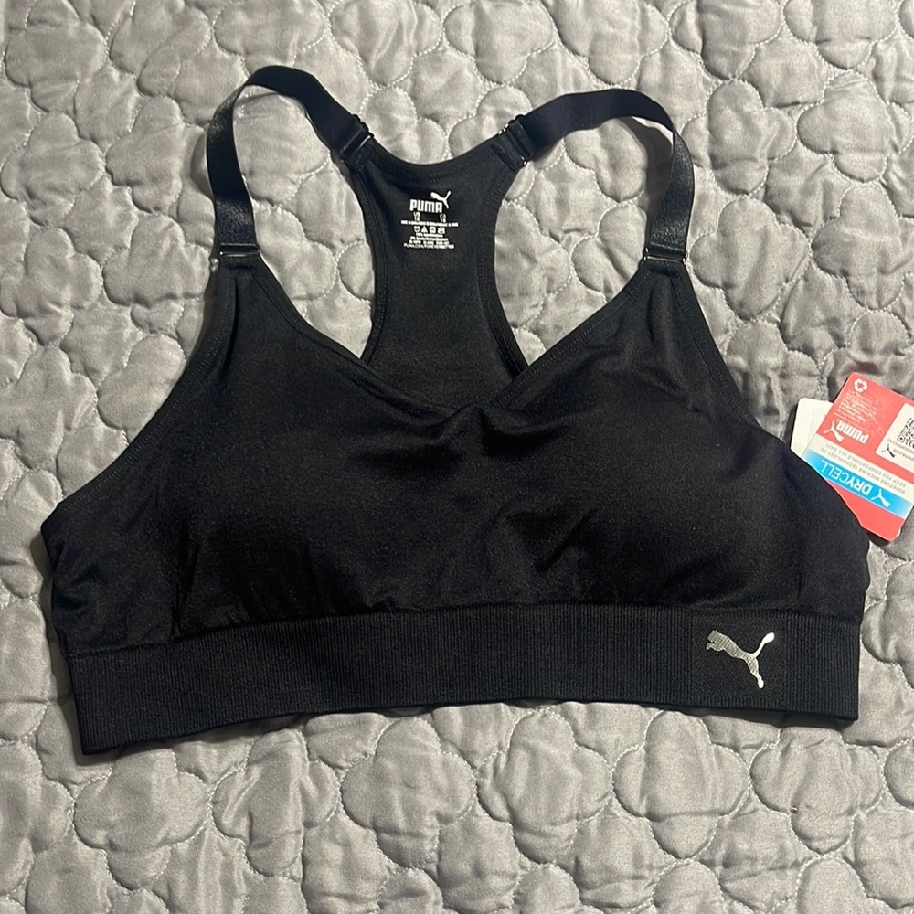 NWT Puma black sports bra 1X